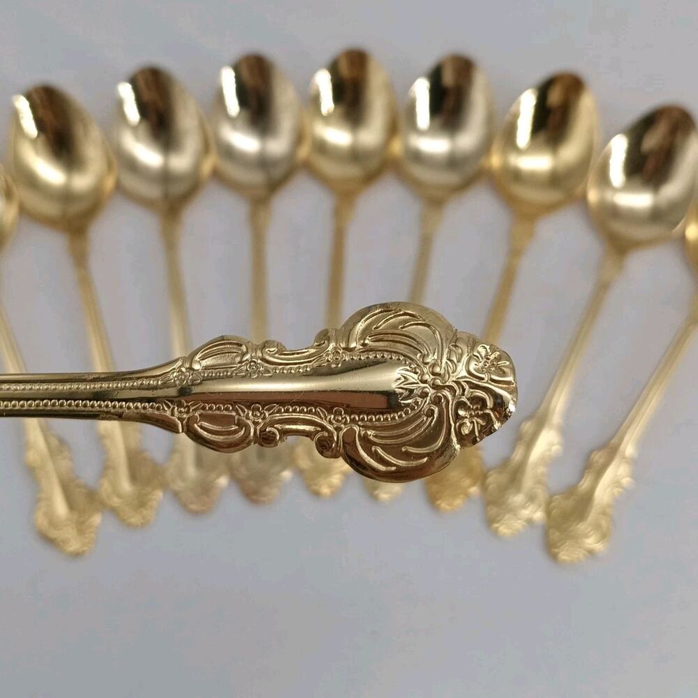 10X Tbsp Cambridge Gold Royal Fashion Table Spoons Flatware